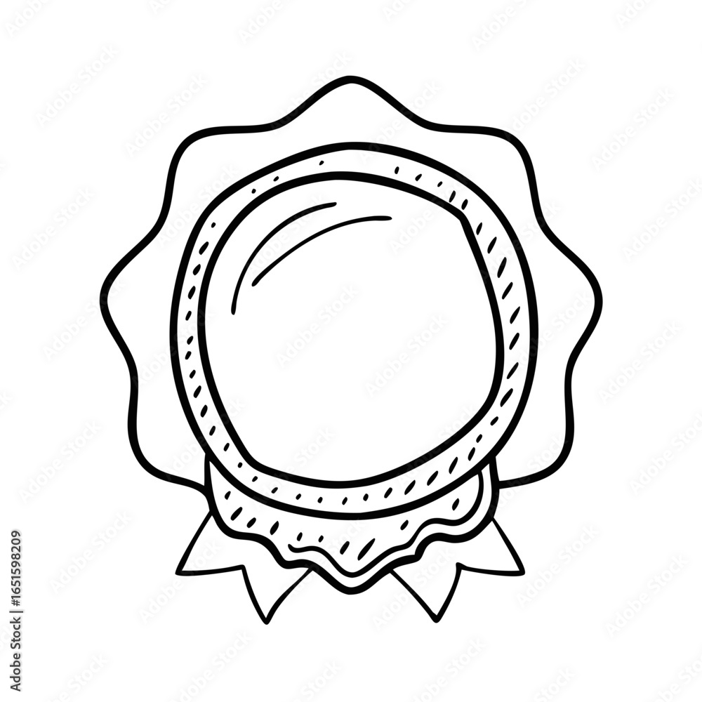 Poster simple line art of a stylized rosette badge isolated on a dark background