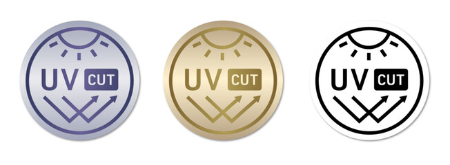 Fototapeta premium UVカットのアイコンとデザインセット（UV 太陽光 日焼け止め 紫外線 紫外線カット 紫外線対策 UV protection ベクター 編集可能）