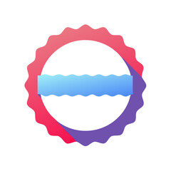 Modern geometric graphic with water wave and circular frame on black background