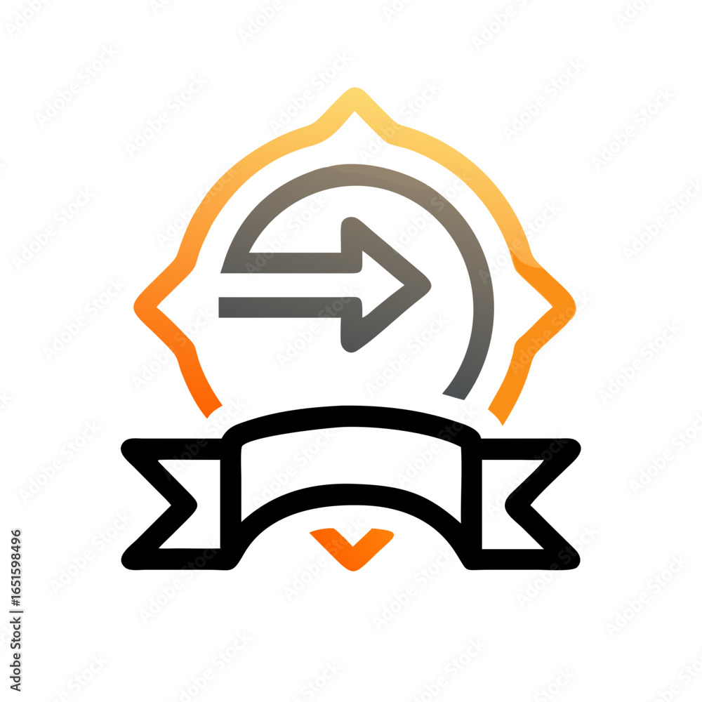 Poster abstract arrow graphic for navigation and direction in circular frame on black background