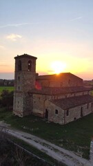 Ancient church at sunset