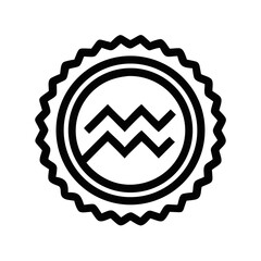 Aquarius Zodiac Sign in Monochromatic Circular Frame Astrology Symbol Illustration