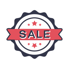 Stylish Sale Badge Design with Stars and Ribbon on Dark Background