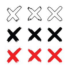 Vector Cross Mark Icon Set On Transparent Background
