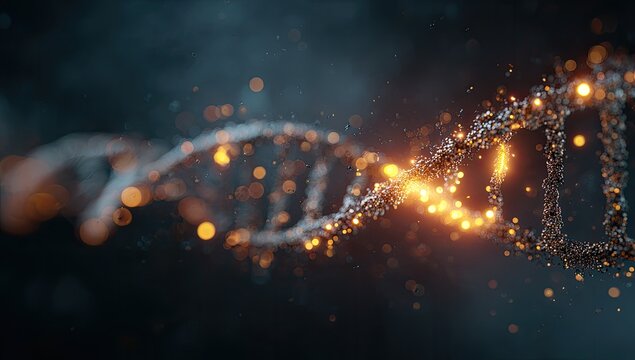 Abstract DNA helix with glowing particles (1)