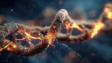 Fiery DNA helix in a microscopic view