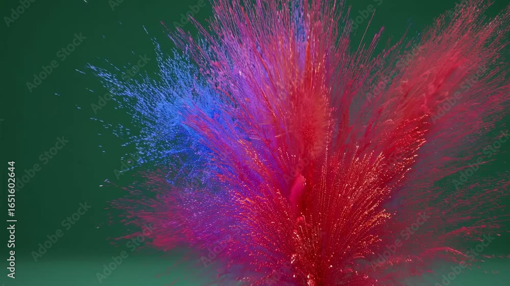 Poster loop animation green screen fireworks and colorful powder explosions creating a vibrant display agai