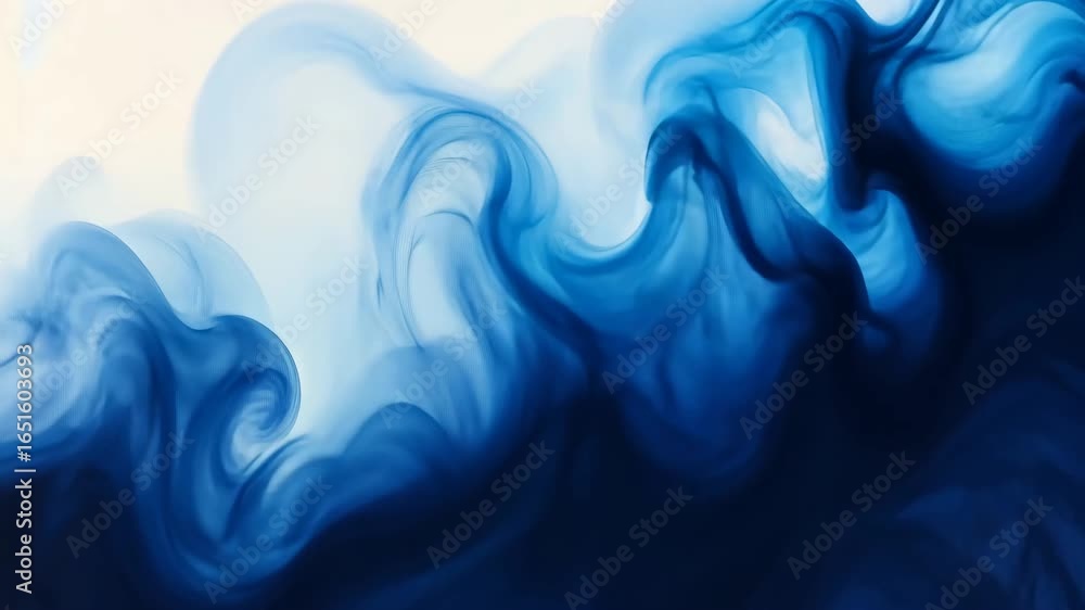 Poster captivating fluid dynamics: abstract motion of deep blue ink in water simulation
