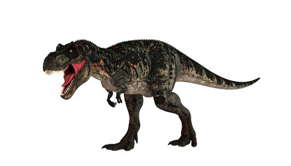 Prehistoric creature, full view, isolated on white background.