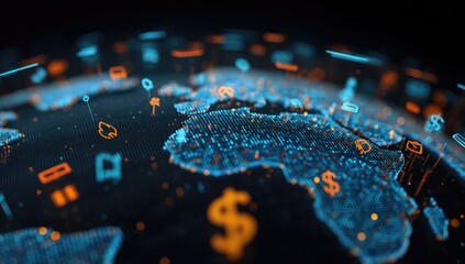 Fototapeta premium Global digital network. Abstract globe