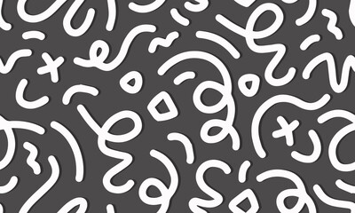 Fun line doodle seamless pattern. Creative minimalist style art background for children or trendy design with basic shapes. vector illustration.