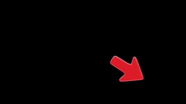 Mouse Click 3D Animation. Red arrow pointing upper left