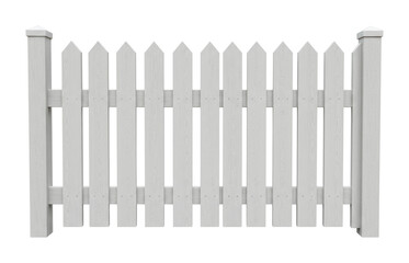 Building a stylish white picket fence outdoor garden showcase bright environment front home improvement concept isolated on transparent background