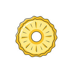A single, cartoon-style slice of pineapple with a hole in the center, isolated on a white background.