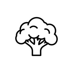 A simple black outline icon depicting a head of broccoli, representing healthy food or vegetables.