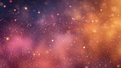 Obraz premium Abstract background with swirling nebula-like formations in shades of deep purple, pink, and orange, interspersed with varying sizes of bokeh lights, creating a dreamy, ethereal effect