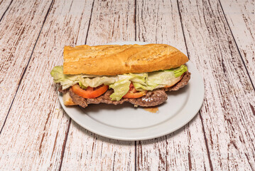 Premium Spanish sandwich with 100% Iberian ham between slices of toasted country bread