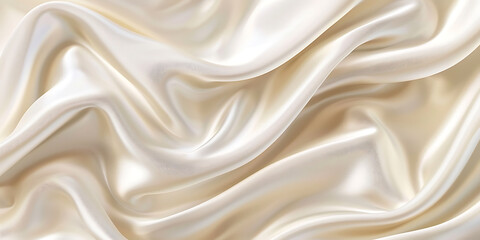 Obraz premium Elegant cream satin textile with smooth folds and light reflections 
