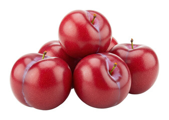 Fresh red plums bunched together studio setting food bright healthy lifestyle isolated on transparent background