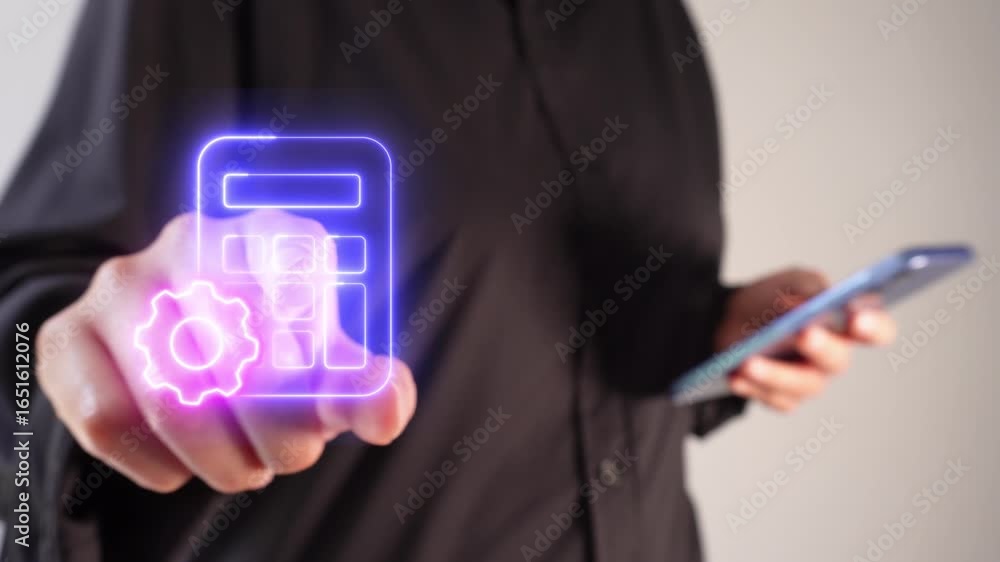 Aufkleber accounting management and automated processes. close-up of a businesswoman's hand pointing at a floa