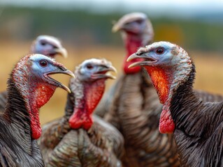 Turkeys Form A Circle While Making Gobbling Sounds