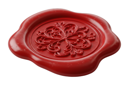 Artistic red wax seal studio setting product decorative items vintage aesthetic isolated on transparent background