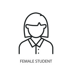 Fototapeta premium Female student thin line vector icons.