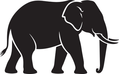 black elephant side profile silhouette vector graphic for safari and wildlife theme designs