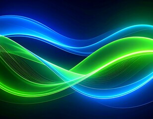 Fototapeta premium Abstract glowing waves of blue and green