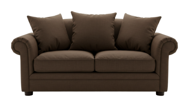 Cozy living room setup modern home sofa plush environment front comfort concept isolated on transparent background