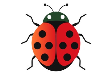 Simple Ladybug Illustration with Red Shell and Black Spots on a White Background
