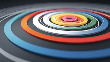 Abstract concentric circles in vibrant colors on a dark background