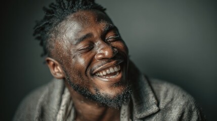 Obraz premium Joyful expression of an African man radiating pure happiness in a portrait
