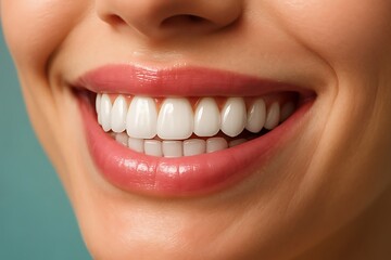 Obraz premium radiant smile showcasing bright, white teeth, highlighting dental health and personal hygiene.