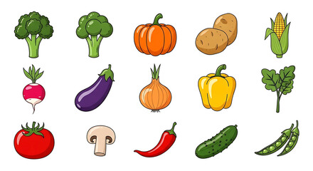 A Set of Fresh Vegetables for Cooking and Eating