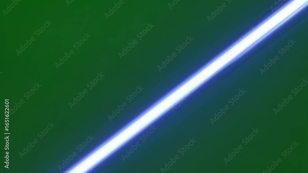 Poster green screen animation with a bright light streak diagonally cutting across a uniform green backdrop