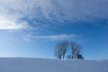 Winter hills and blue sky