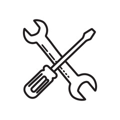 Hammer And Wrench Crossed Tool Icon