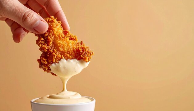 Crispy Chicken Tender Dipped in Creamy Sauce A Delicious and Flavorful Concept