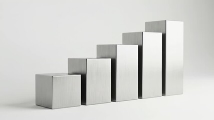Metallic Bar Chart Rising: Business Growth and Success Concept