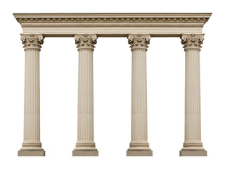 Fototapeta premium Architectural ancient columns historical site isolated classic isolated on transparent background