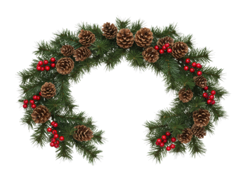 Holiday wreath decoration home festive front christmas concept isolated on transparent background