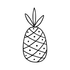 a line art drawing of a tropical pineapple fruit