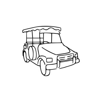 line art drawing jeepney