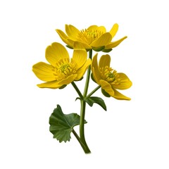 Fototapeta premium Yellow Buttercup Flower Wildflower Drawing