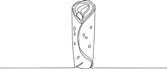 Minimalist line art illustration of a tasty shawarma wrap with t