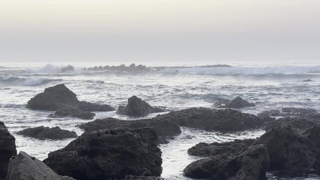 Crashing Waves Against Boca do Inferno Rock Arch in Cascais