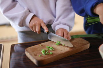 	野菜を切る女の子
