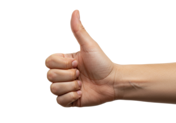 Positive gesture thumbs up symbolizing approval in minimalistic style indoor setting concept of encouragement isolated on transparent background