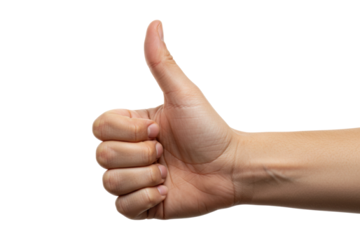 Positive gesture thumbs up symbolizing approval in minimalistic style indoor setting concept of encouragement isolated on transparent background